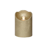 Lumineo BO Led Wax Candle with Wave Top 7.5 x 10cm - Gold/Warm White